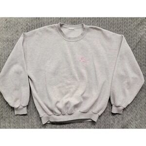 Vintage Breast Cancer Awareness‎ Gray Crewneck Sweater Long Sleeve Adult Size XL